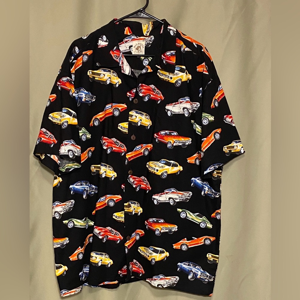 Max Boxxer Hawaiian Style Shirt Classic Chevy Muscle Cars Black 2X